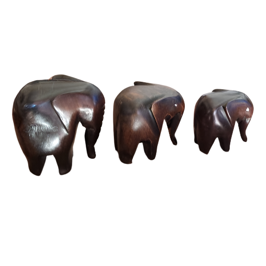 Vintage carved wooden Elephant set of 3 (handmade)